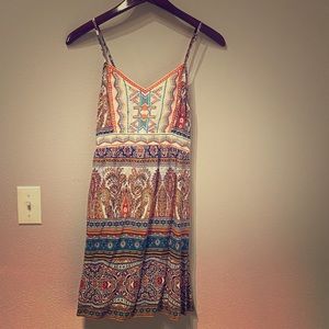 Sweetheart neckline Aztec patterned skater dress